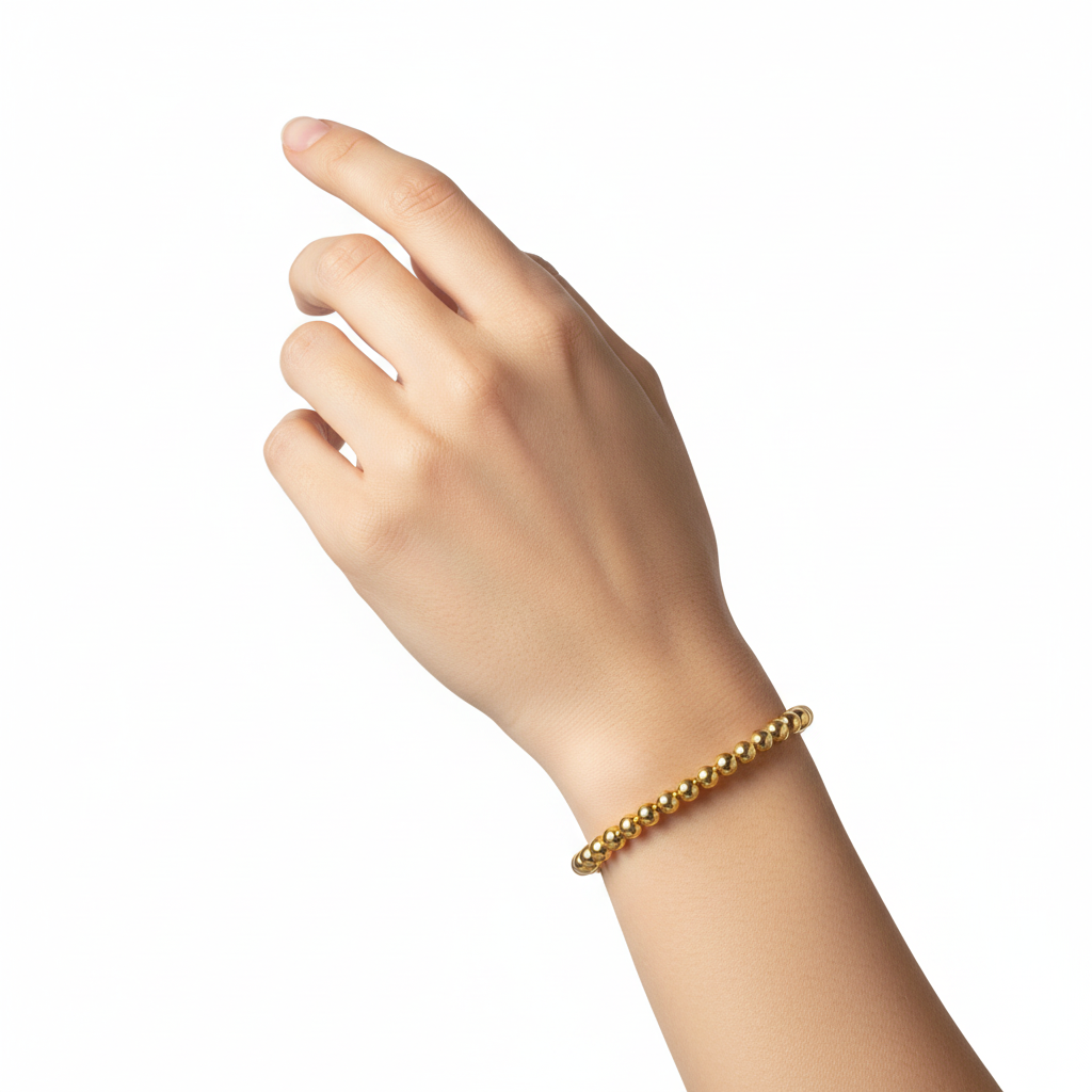 Classic Gold Beaded Bracelet- 6mm