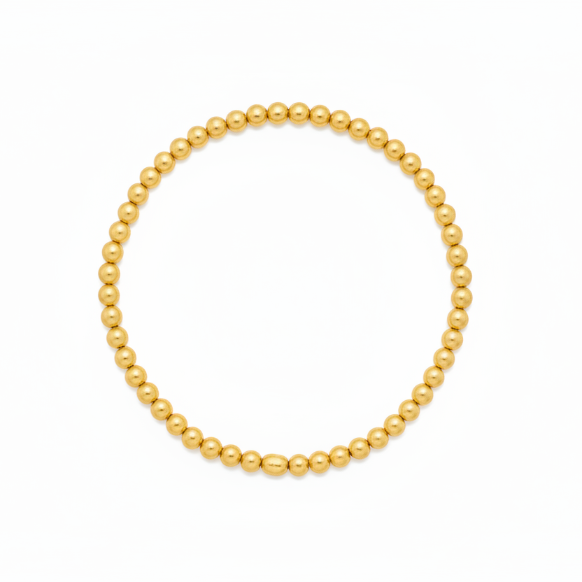 Classic Gold Beaded Bracelet- 6mm