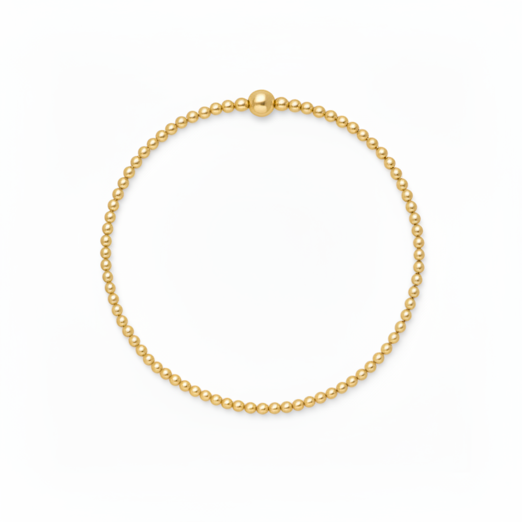 Classic Gold Beaded Bracelet- 3mm