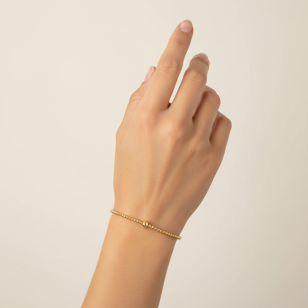 Classic Gold Beaded Bracelet- 2mm