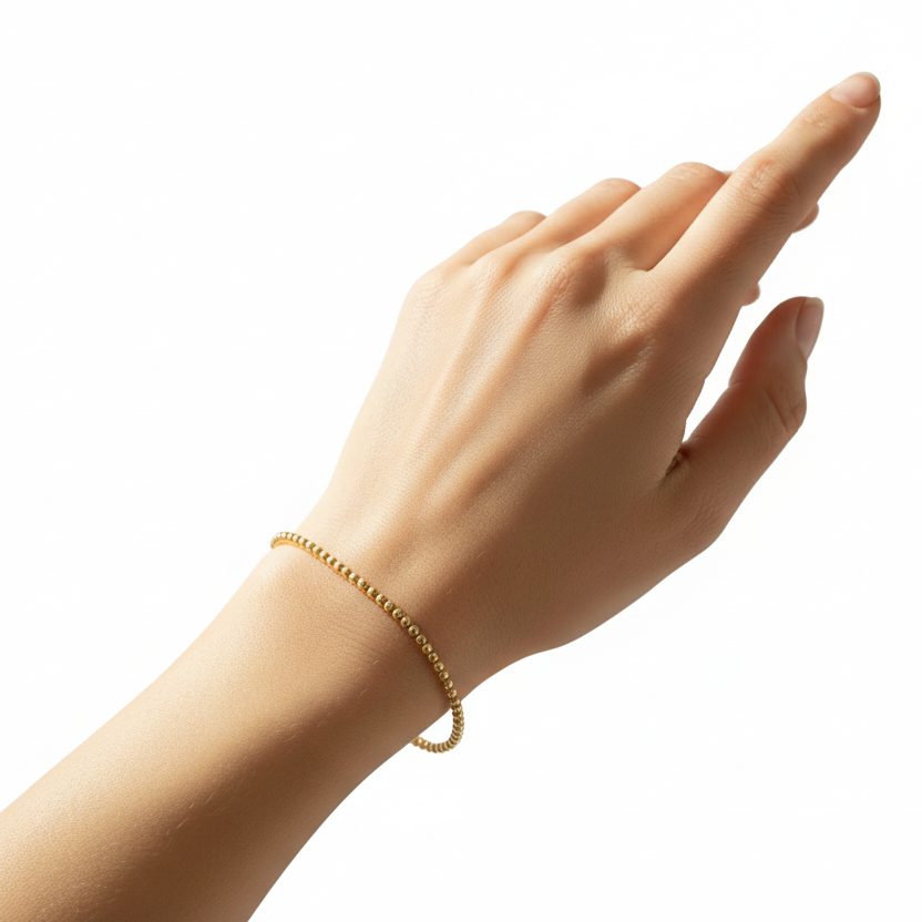 Classic Gold Beaded Bracelet- 2mm
