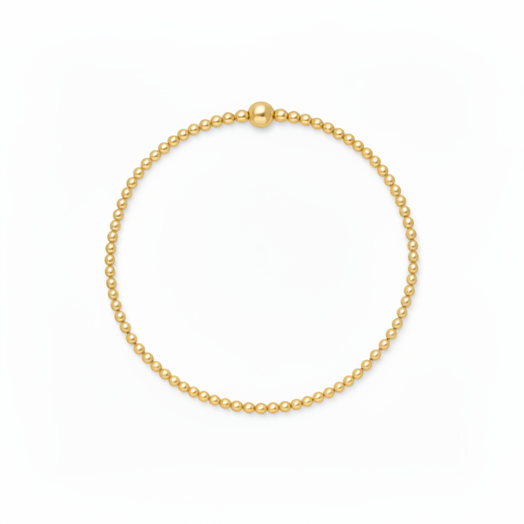 Classic Gold Beaded Bracelet- 2mm