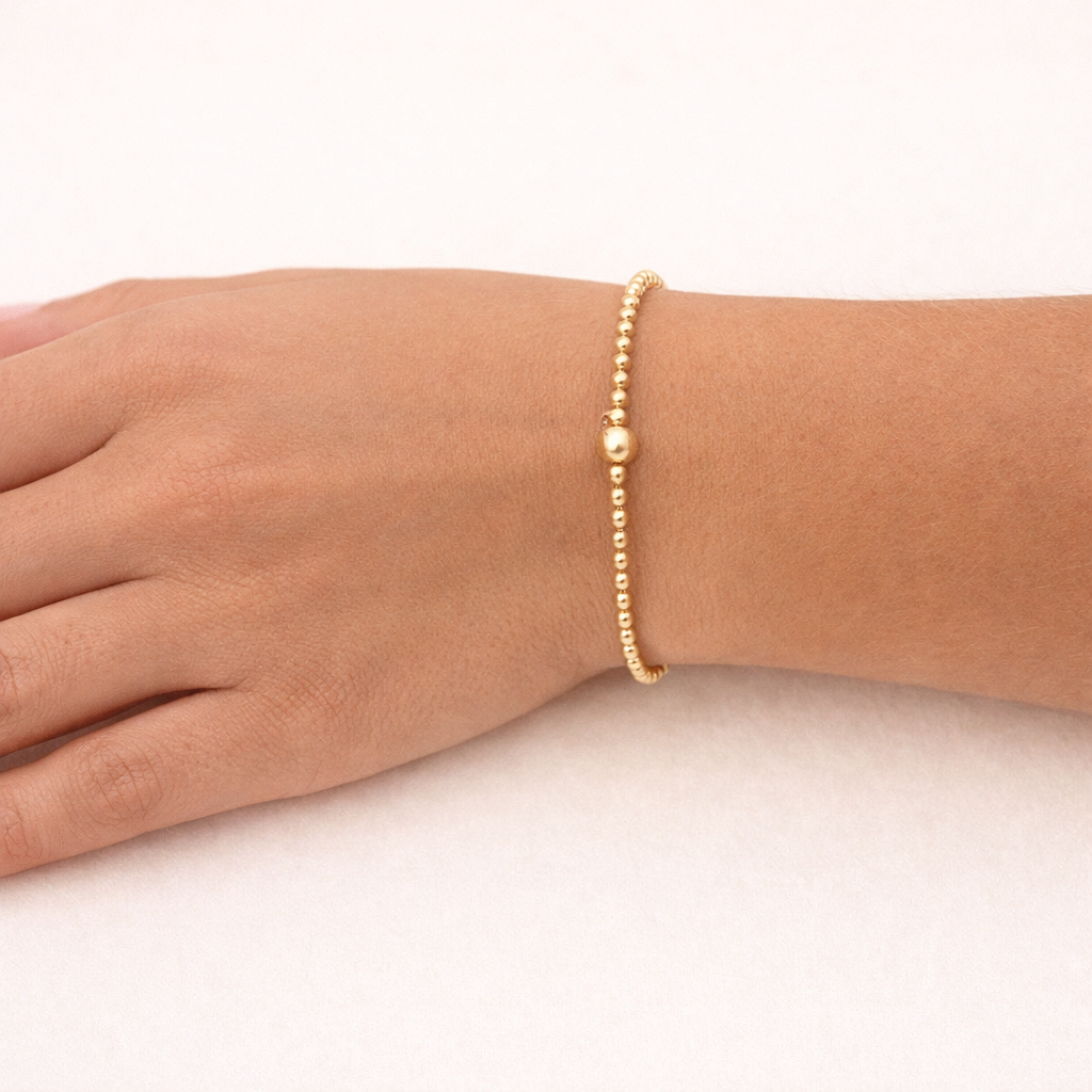 Classic Gold Beaded Bracelet- 2mm