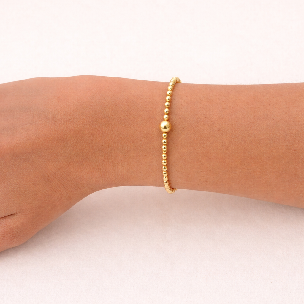 Classic Gold Beaded Bracelet- 2.5mm