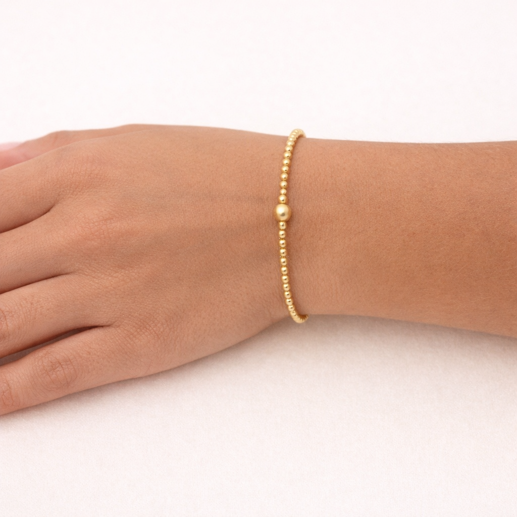 Classic Gold Beaded Bracelet- 3mm