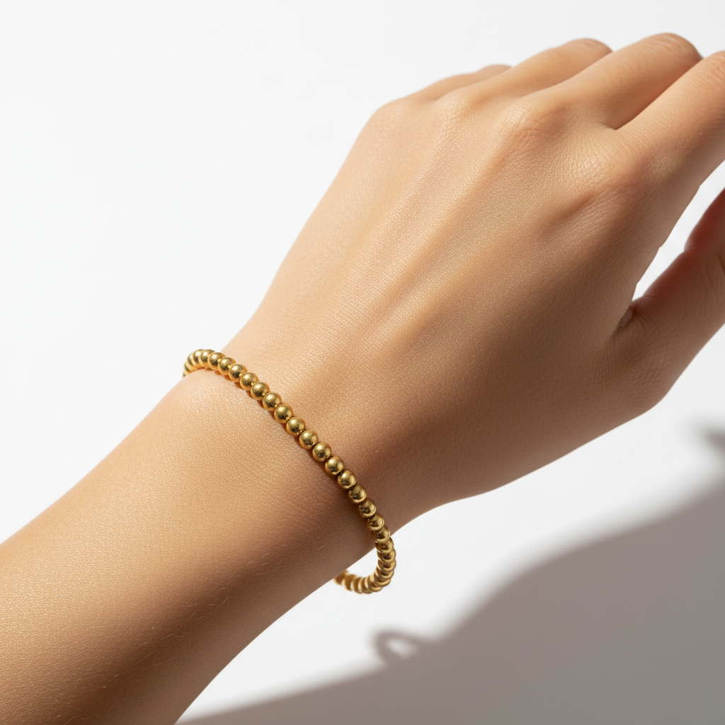 Classic Gold Beaded Bracelet- 6mm